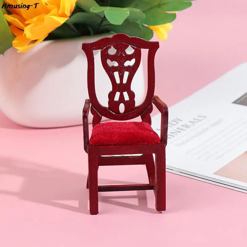 

1/12 Wooden Mini Dollhouse Rocking Chair Model Toy DIY Miniature Scenery Accessory For Dolls House Accessories Decor Toys New