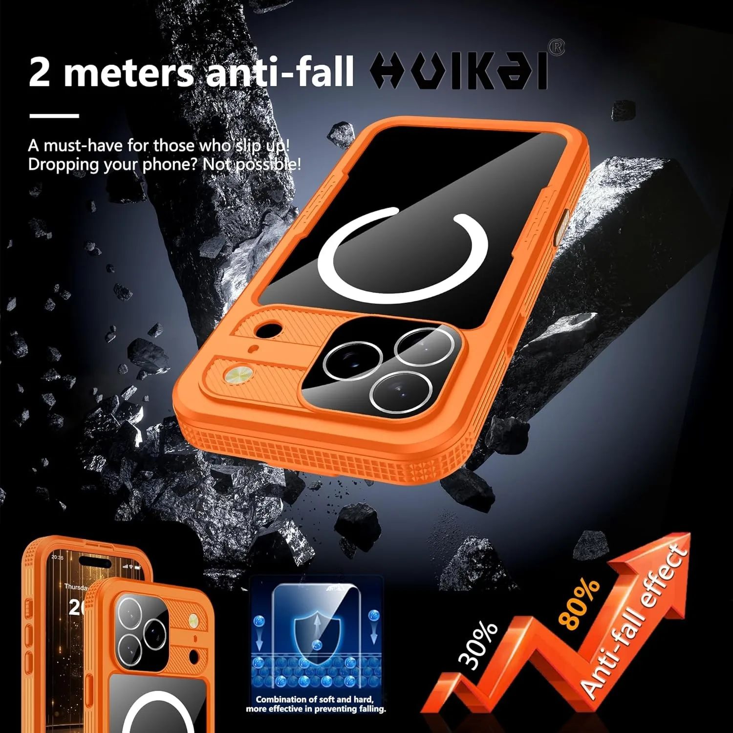 Waterproof Magnetic Phone Case with IP68 Dustproof Full-Body Protection