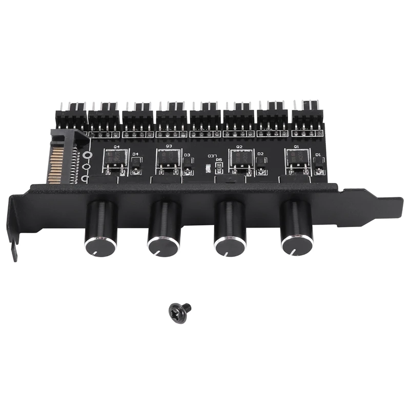 

8-канальный кулер для ПК, 4-кнопочный контроллер скорости кулера для ЦП, чехол Hdd, Vga, ШИМ, питание от вентилятора 12 В