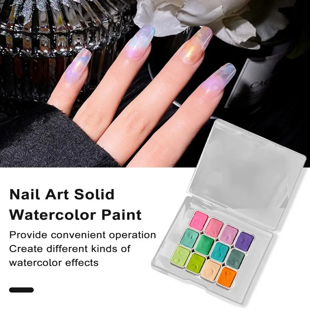 Mini Size Nail Paint Nail Art Watercolors Portable Pearlescent Retro Color Nail Art Watercolor Set 12pcs of for Women's