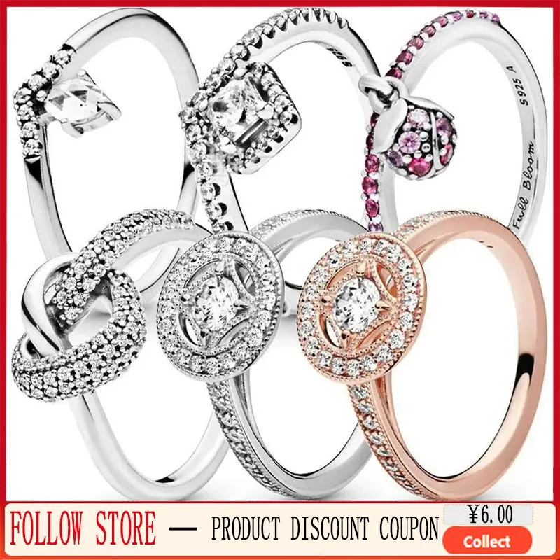 New 925 Sterling Silver Original Logo Women's Vintage Circle Design Knot Heart Ring Classic Wishing Bone Ring DIY Jewelry Gift new 925 sterling silver original logo women s vintage circle design knot heart ring classic wishing bone ring diy jewelry gift