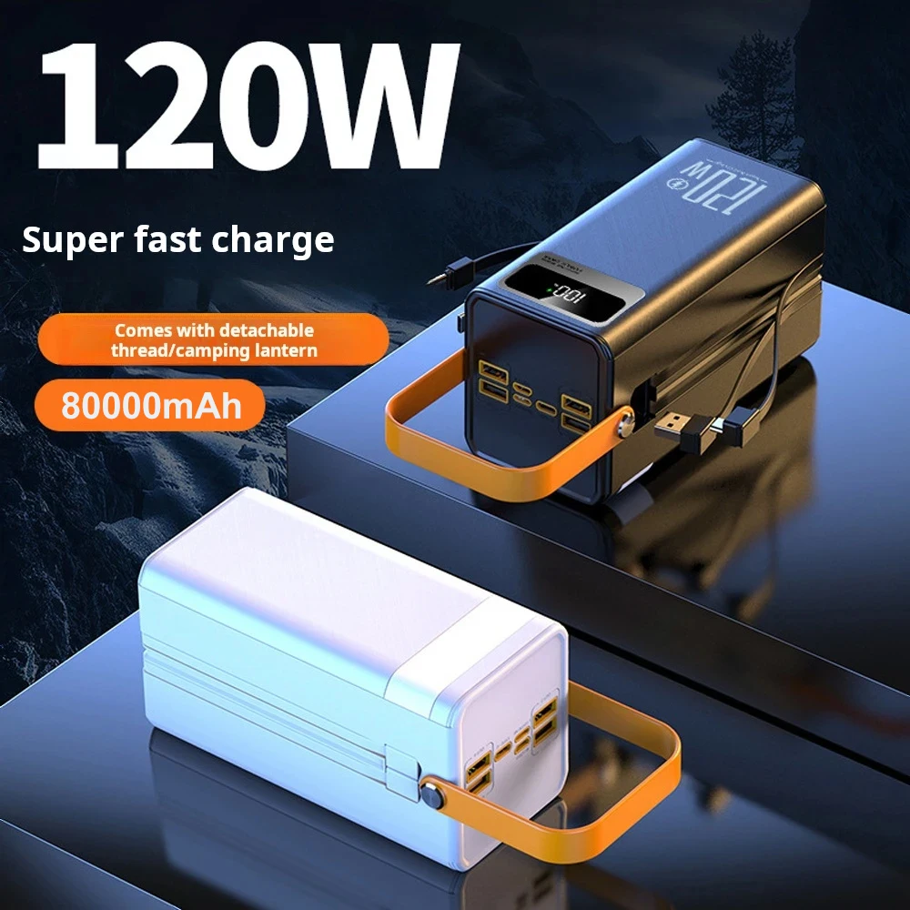 Gaiaray Portable Power Bank 50000mAh 80000mAh Large Capacity External Power Battery 120W Fast Charge With USB Type-C LED Light 3