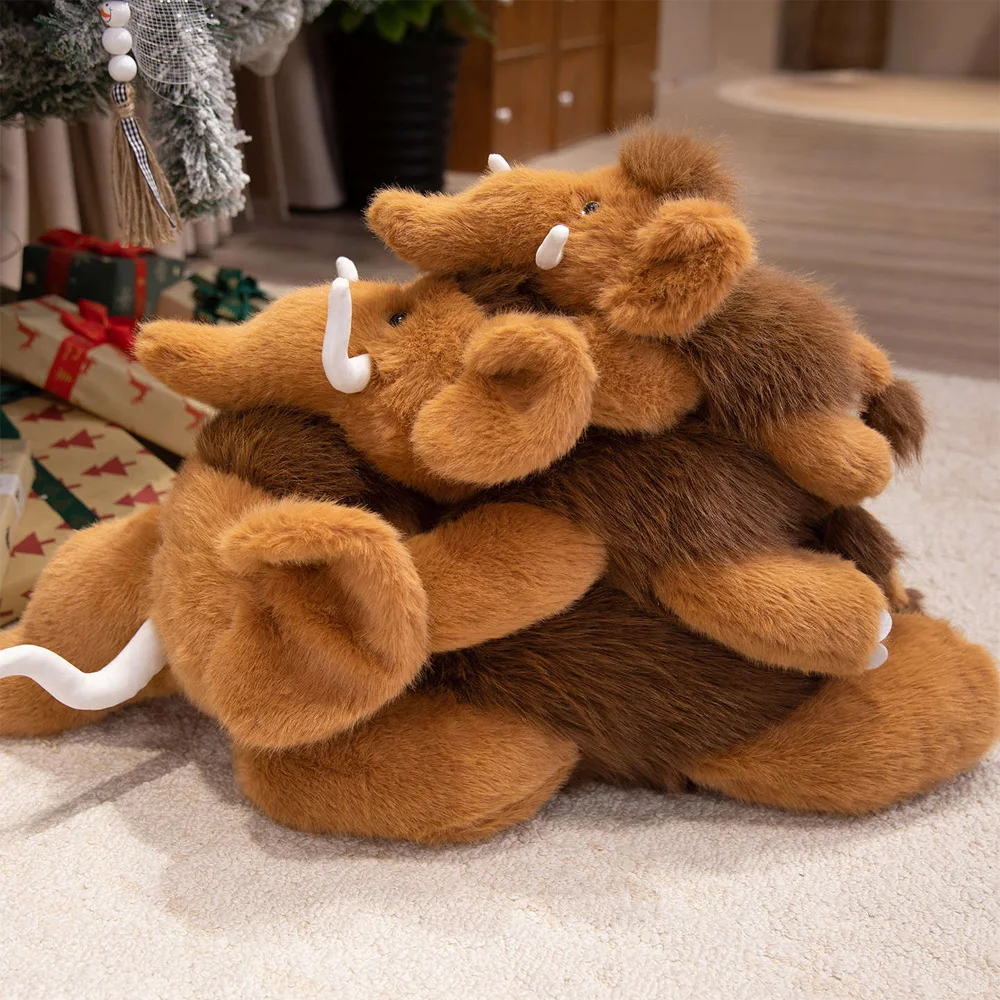 Wildlife Simulated Mammoth Plush Toy Stuffed Animal Mammut Dolls Fluffy Plushie Home Decor Gift for Christmas Birthday