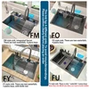 Stainless Steel Waterfall Sink Kitchen Large Single Slot Integrated Digital Display Faucet Set Embossed Wash Basin 6
