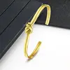 Wholesale Jewelry-- titanium steel 2 line Knot Bangle for Women Europe Fashon 2 Gold Color 2