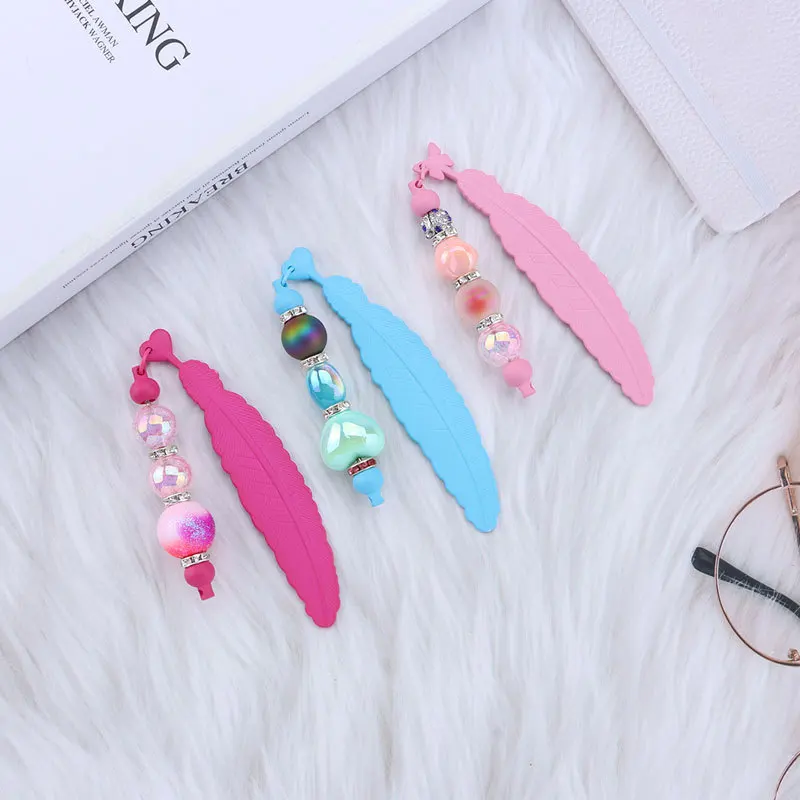 30Pcs Colorful DIY Beaded Feather Bookmark, Page Clip, Star & Butterfly Design, Student Incentive Gift