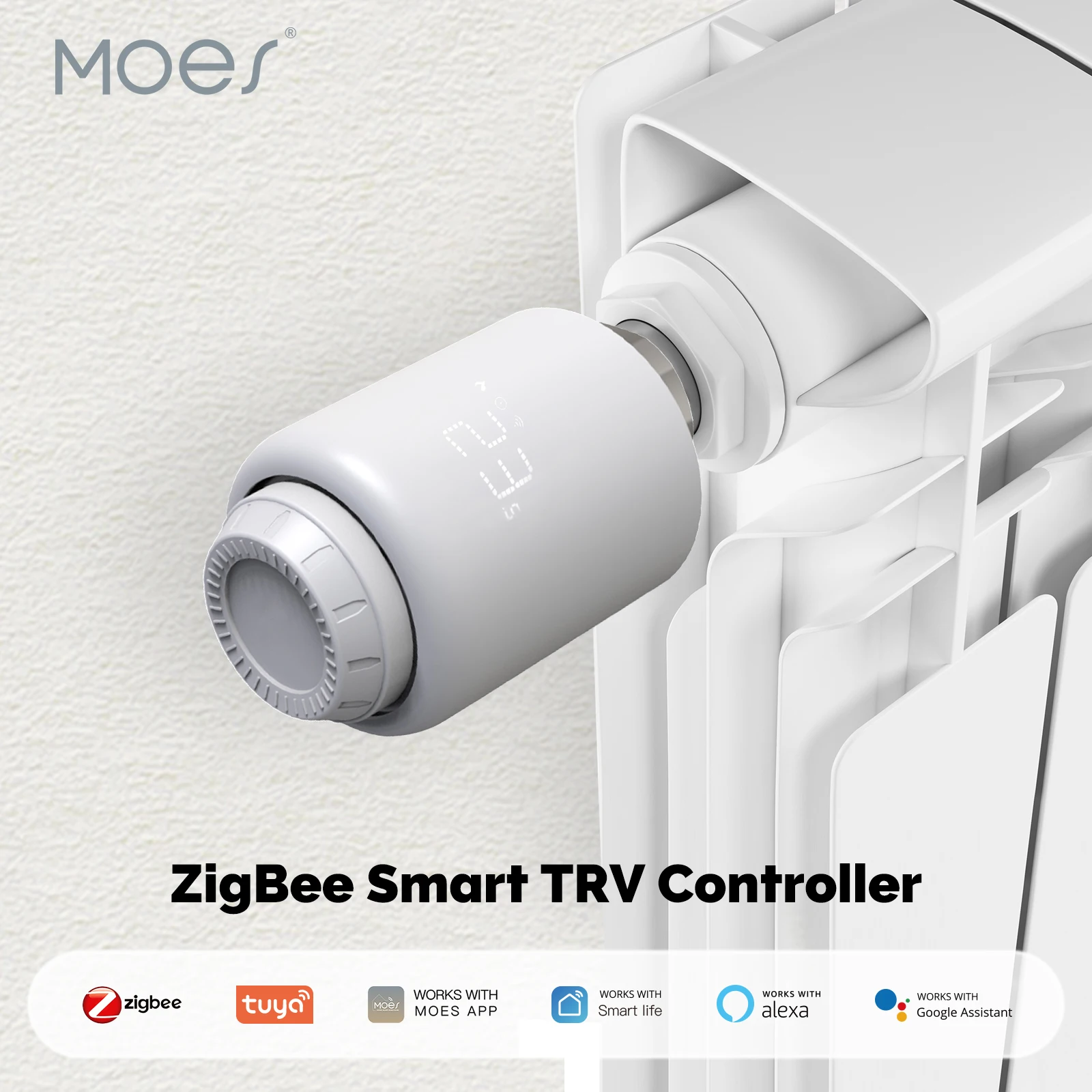 Moes-tuya Zigbee Trv Válvula Termostática do Radiador Aquecimento Remoto sem Fio Controlador de Temperatura Controle Alexa Voz Smartlife