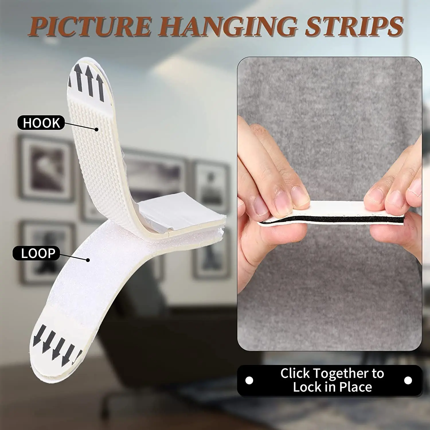 24pcs (12sets) Magicking Picture Frame Hanging Strips Inter Locking Faster Damage-free Picture Hanging Strip for Home Decor Tape
