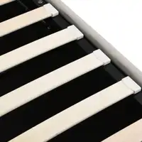 Двуспальная кровать KOMHTOM с мягкой обивкой под кроватью и деревянным решетчатым основанием, каркас кровати изголовья, 160 x 200 см, без матраса — изображение 6