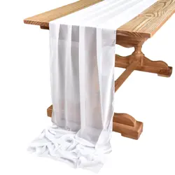 Sage Green Chiffon Table Runner - Elegant Sheer Vintage Decor for Weddings, Holidays, and Celebrations (White)