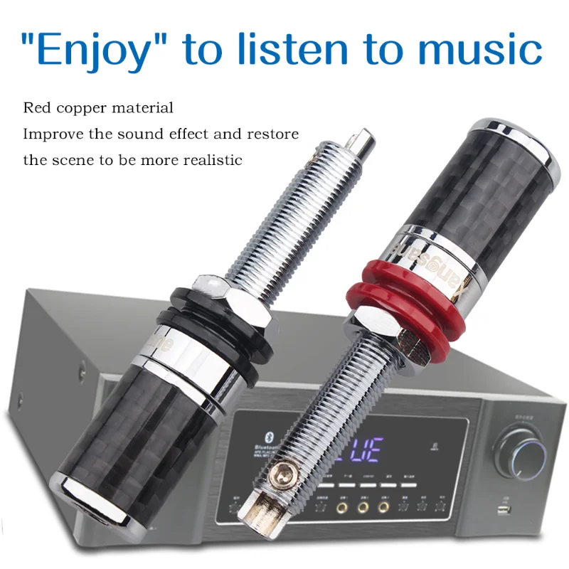4Pcs 레드 구리 탄소 섬유 바인딩 포스트 골드 HIFI 로듐 도금 바인딩 포스트 용접 없는 튜브 터미널