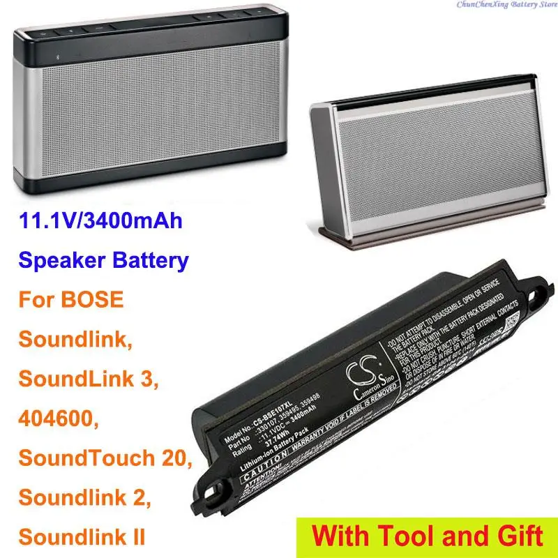 Batteria Cameron Sino 3400Mah Per Bose 404600, Soundlink, Soundlink 2, Soundlink 3, Soundlink Ii, Soundtouch 20, Soundlink 1