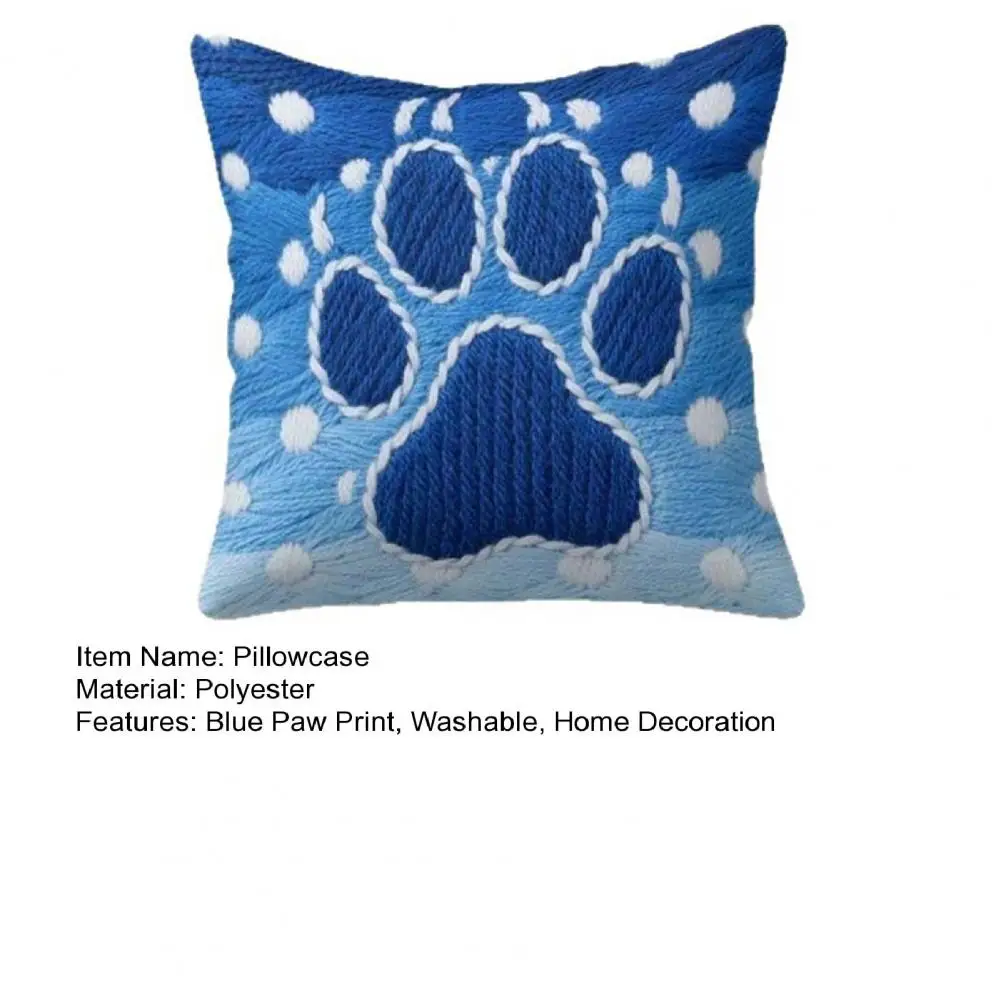 45x45CM Blue Paw Dotted Pillowcase Single Side Print Throw Pillow Cover Home Bedroom Sofa Bed Decorative Square Cushion Cover