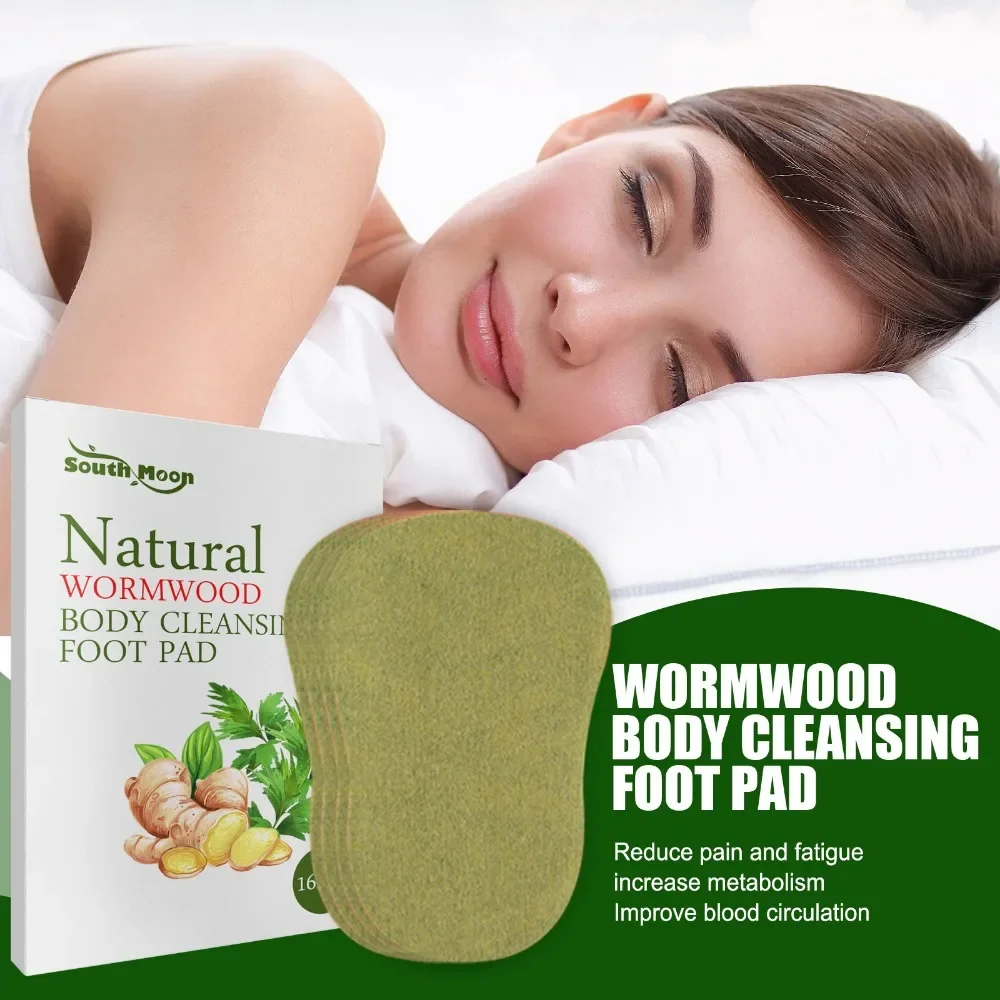 Detox Foot Patches Pads Natural Herbal Wormwood Artemisia Argyi 16pcs Feet Body Toxins Cleansing Relieve Stress natural herbal foot pads,foot pads