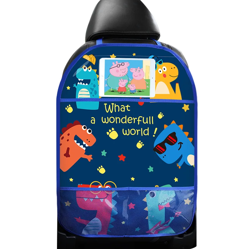 Car Seat Protector Car Seat Organizer 1Pcs Cartoon Car Seat Back Protector Cover for Children Kids Baby Anti-Kick Pad Multi-function Cute Car Organizer Storage Bag