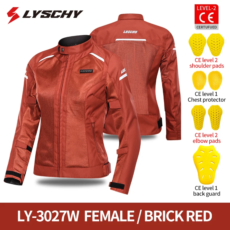 LYSCHY Girls 여름 통기성 메쉬 야간 반사 레이싱 재킷, CE1/CE2, 여성용 라이딩 의류, 슬림 오토바이 재킷