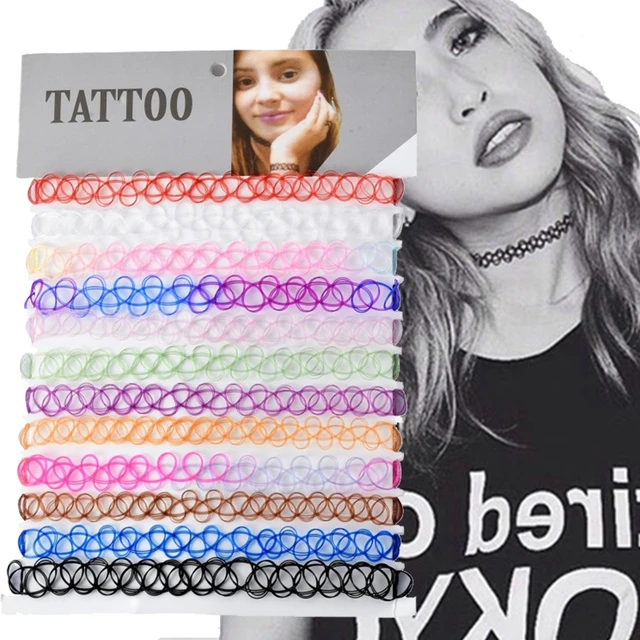 12Pcs Vintage Neck Tattoo Choker Elastic Women Necklace Punk Tattoo Choker  Stretch Necklace Jewelry Girls Chokers Necklaces - AliExpress