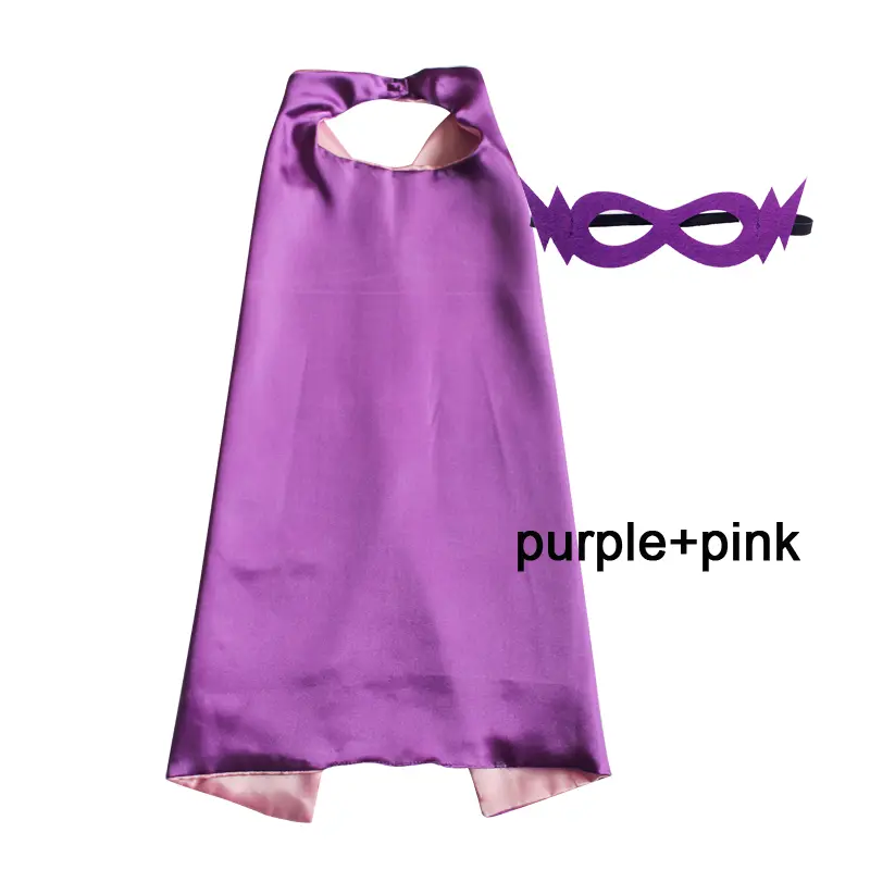Superhero Capes with Mask REVERSIBLE Two Colored Child Cape Birthday Party Favor Satin Solid Capes Boys Girls Satin Capes - Image 24