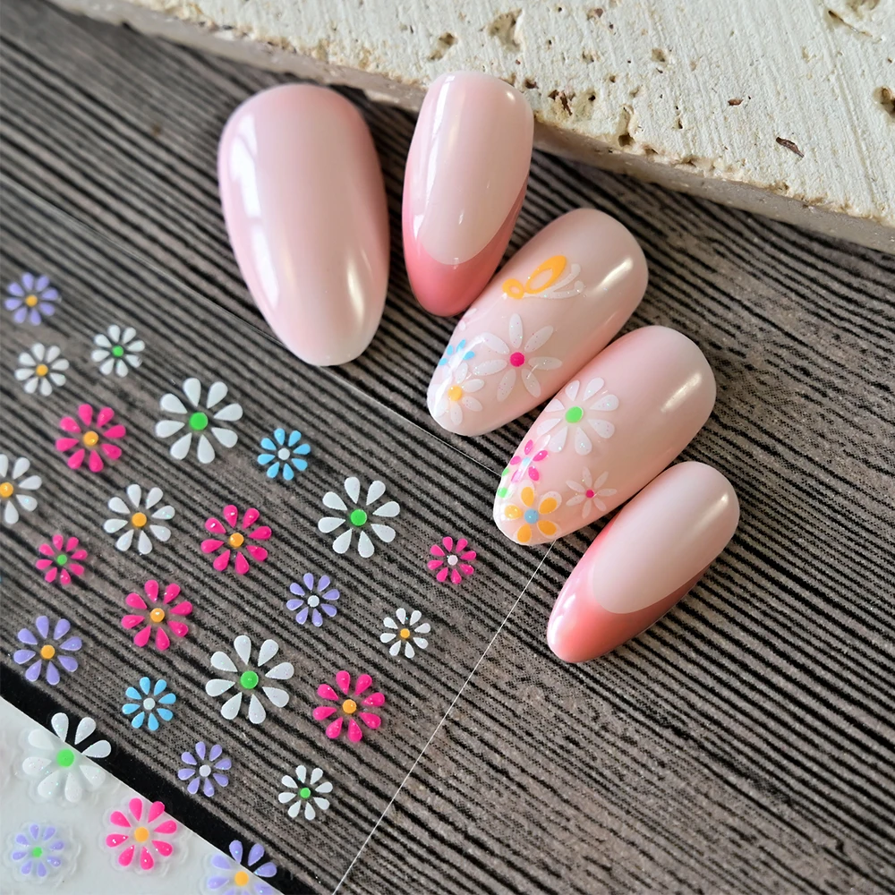 24Pcs Cute Colorful Flower Nail Stickers Summer Kawaii Butterfly Petal Nail Art Decals DIY Manicure 3D Self-adhesive Sliders&7^E 5