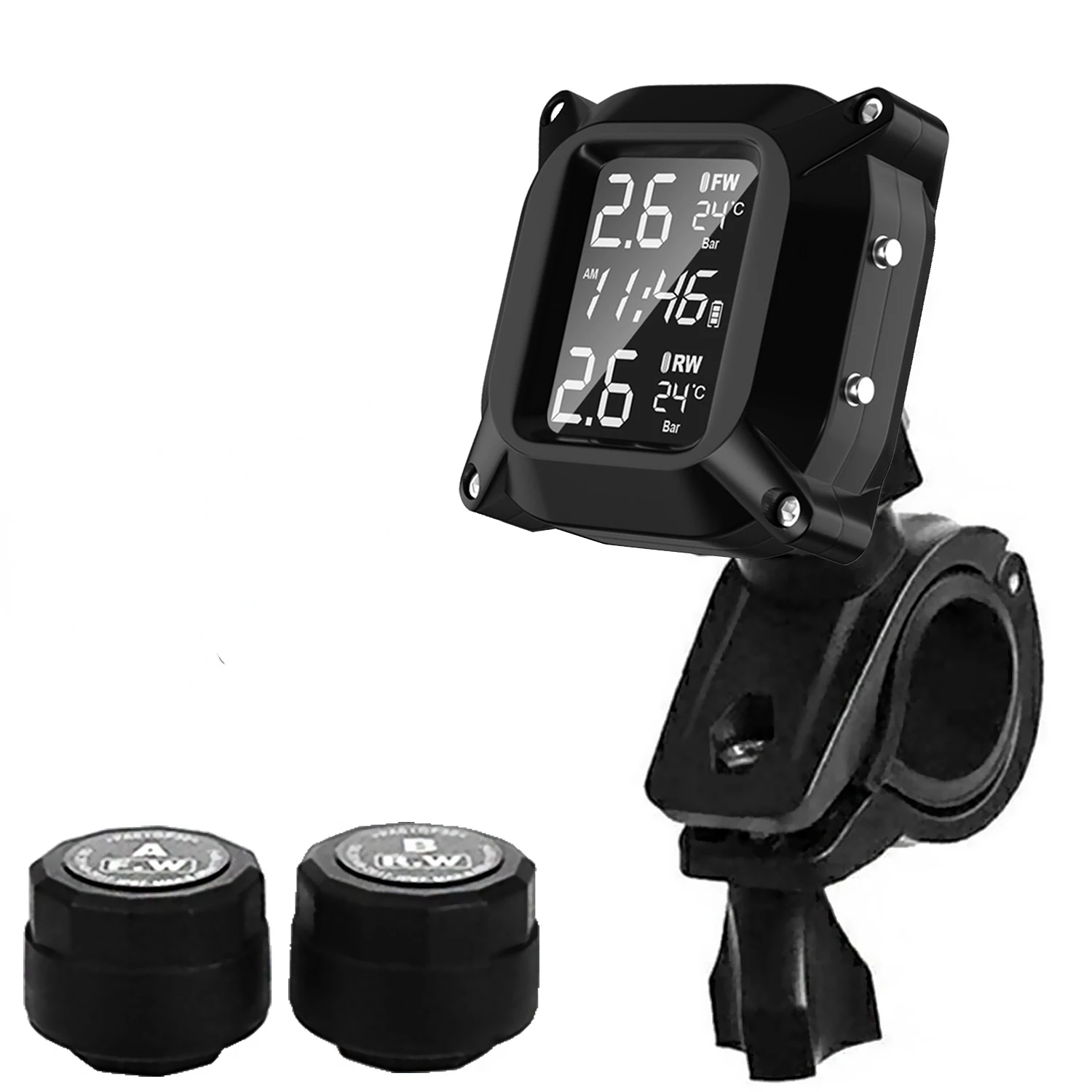 Atsafepro Tpms Moto Tire Pressure Monitoring System Lcd Sensor Tyre