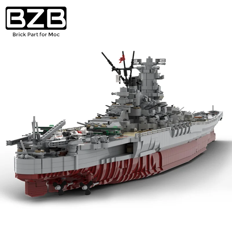 BZB MOC креативный военный корабль, флот, эдзен, Япония, Ямато 1:200, корабль, строительные блоки, модель, дети, мальчики, DIY, Обучающие игрушки, лучший подарок
