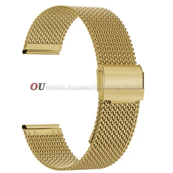 Elegant Mesh Milanese Stainless Steel Watch Strap - Adjustable Universal Bracelet - 20mm (Gold)
