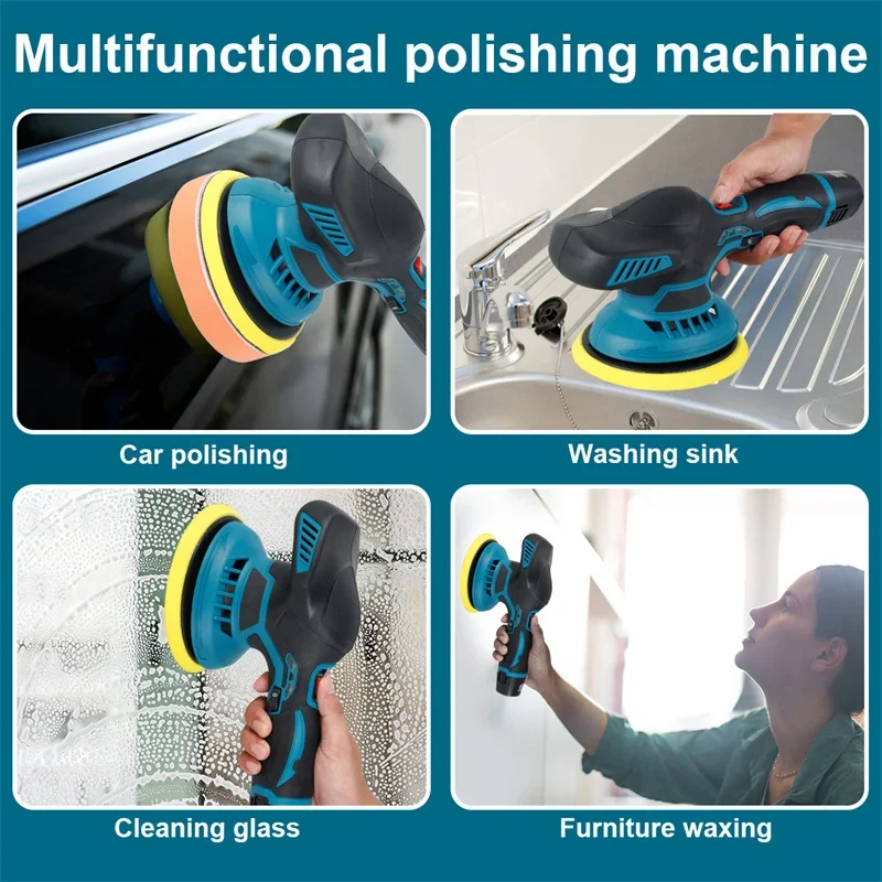 6 Gears Electric Cordless Car Polisher Auto Polishing Cleaning Metal Waxing Wood Sanding Rust Removal Tool For Makita Battery
