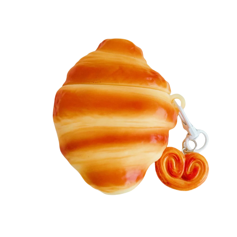 3D Croissant Silicone Earphone Protective Case With Pendant