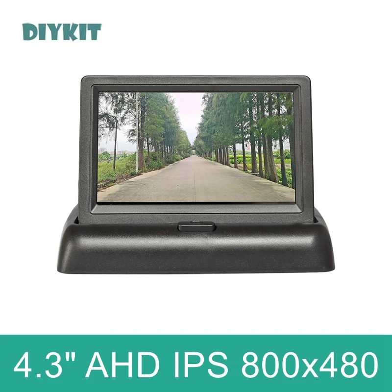 

DIYKIT 4.3inch AHD IPS 800*480 Foldabel Rear View Car Monitor Backup Monitor for AHD Camera CVBS Car Camera