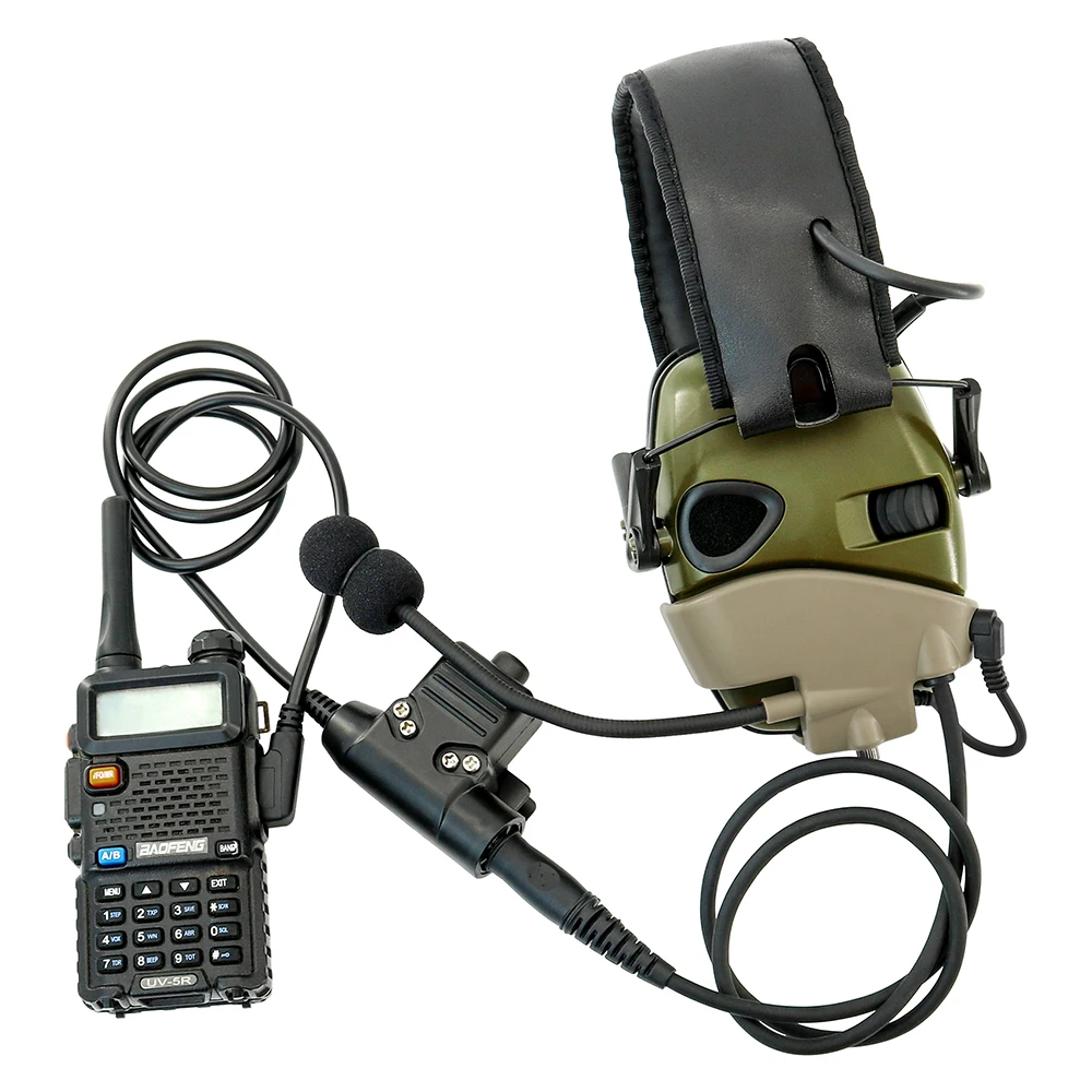 Tactical Headset Airsoft Anti-Noise Earmuffs Adapter External Mic Kit for Howard Leight Impact Sport Electronic Shooting Earmuff