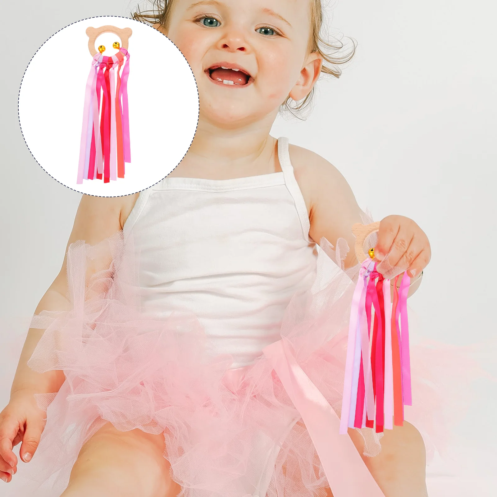 

Colored Ribbon Toy Toddler Sensory Toy Baby Ribbon Toy with Bells