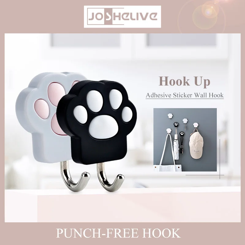 Cat Claw Wall Hook Creative Adhesive-shelf Hanging Keys Bedroom Wall Door Bearing Glue  Design Multi-Purpose Waterproof Strong