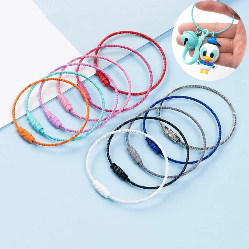 10pcs Colorful Keychain Wire Rope Key Ring for DIY