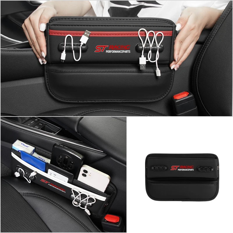 Car Gap Storage Box Portacavi Seat Crevice Organizer Per Ford St Racing Performance Focus Mk2 Mk3 Fiesta Ranger Mondeo S-Max