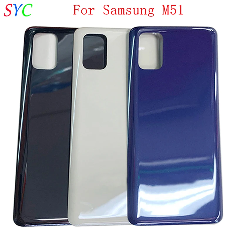Задняя крышка батарейного отсека, корпус для Samsung M51 M515F, задняя крышка с логотипом, запасные части