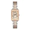 fashion elegant rectangle dial steel band women quartz watch 6