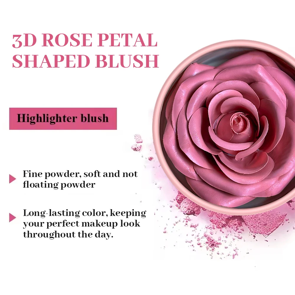 Makeup Blush 3D Petal Rose 4 colors Gift Highlighter Rare Beauty Rubor Forma Rosa Real Rose Flower Shimmer
