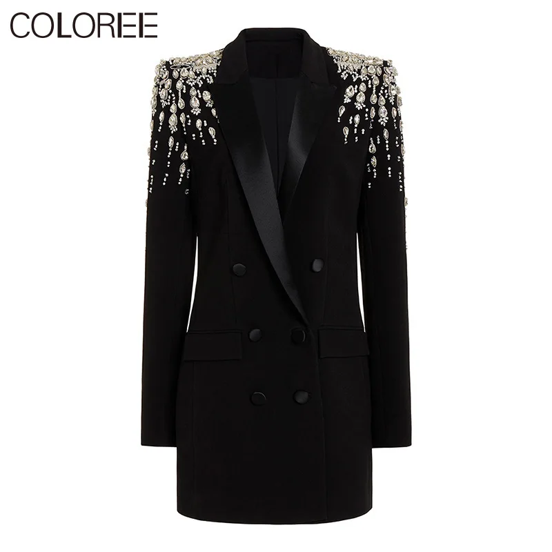 

Luxury Diamonds Beading Blazer Mujer 2023 High Quality Luxury Designer Black Jacket for Women Autumn New in Outwears