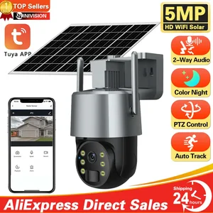 5MP HD Smart Home WiFi Surveillance Solar Camera WIFI Battery Outdoor IP Camera PIR Motion 360 Wireless Security PTZ Camera Tuya