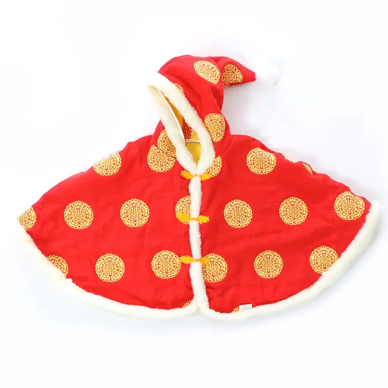 Children's New Year Celebration Cotton Swaddle Blanket Set Boy's Hanfu Costume Baby Wrap Festive Chinese Style Winter Outfit