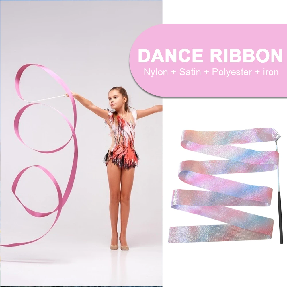2/4M Flashing Dance Ribbon with Wand Rhythmic Gymnastics Ribbon Multifunction Sparkling Dance Aesthetic for Kids Girls