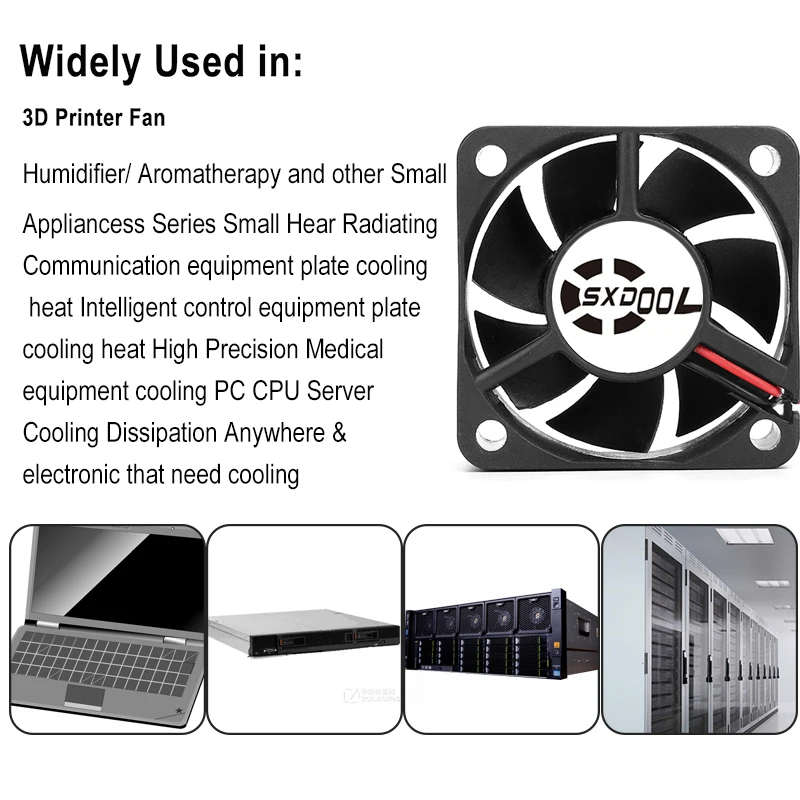 2Pcs SXDOOL 50mm mini cooling fan 5cm DC 12V 24V 2Pin 5020 50x50x20mm Dual Ball Bearing Sleeve Bearing Mini Cooler Cooling Fan