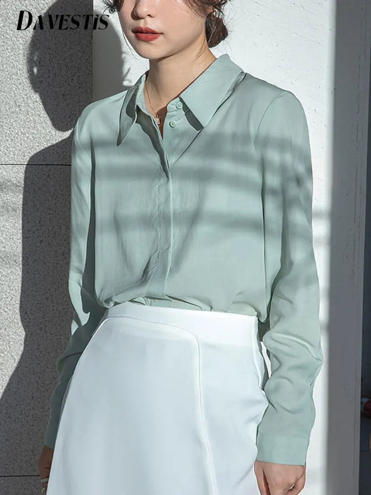 

Женская блузка с длинным рукавом, элегантная однотонная Тонкая блузка для офиса, весна-лето 2023