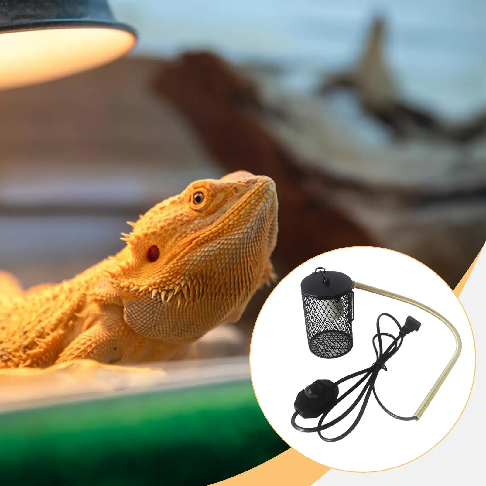 Reptile Heat Lamp Guard, Heater Light Cover Winter Supplies Heating Light Mesh Cage for Snake,