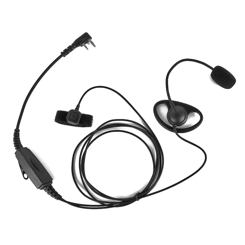 

2 Pin D Shaped Ear Hook Double Dual Finger PTT Mic Headset Headphone for BAOFENG UV-5R UV-B5 UV-B6 PUXING WOUXUN Walkie Talkie