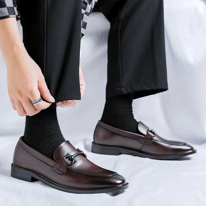 Leather Shoes Italian Mens Dress Shoes Soft Sole Business Office Casual Shoes Lightweight Leather Driving Loafer Mocassin