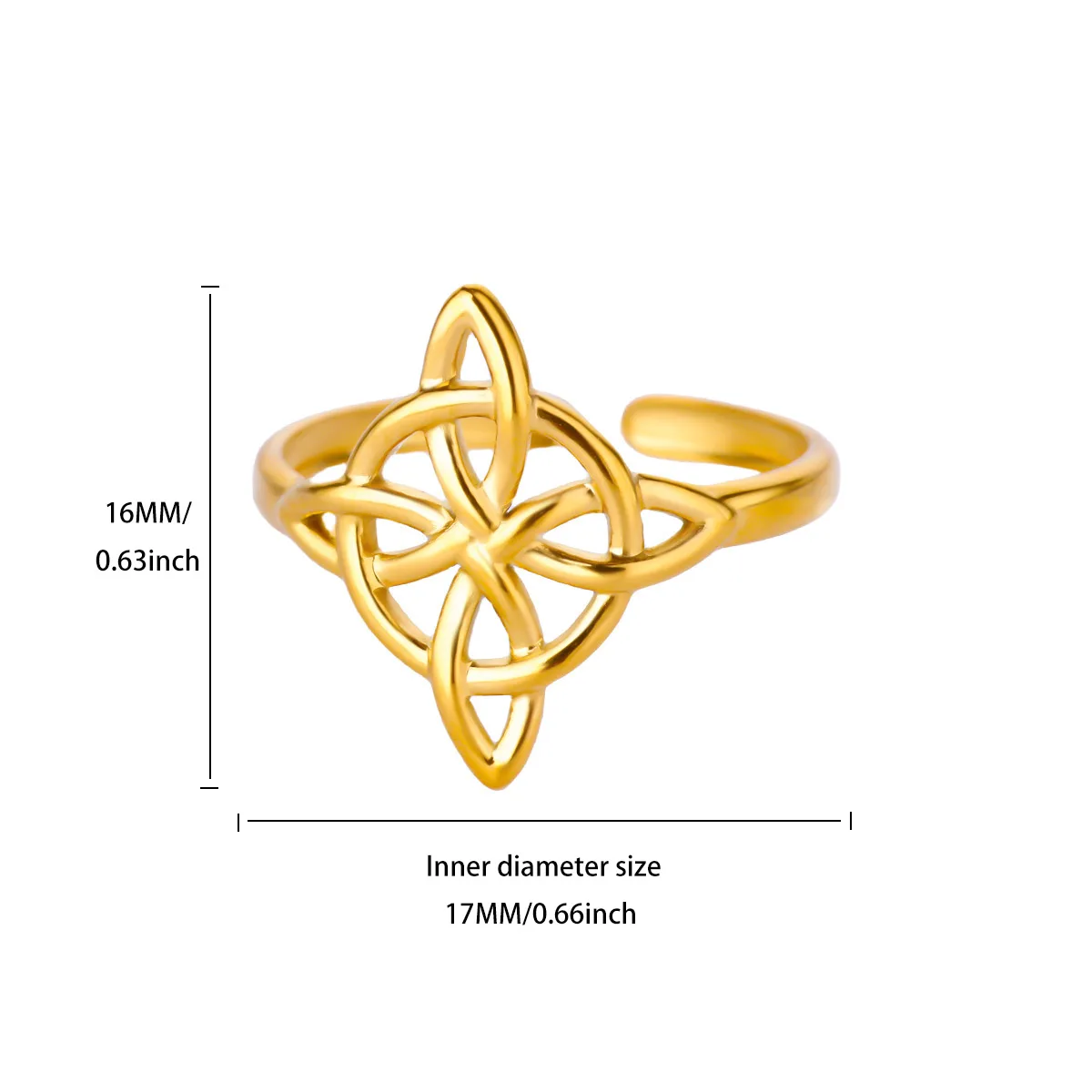 Geometric Flower Rings For Women Gold Stainless Steel Adjustable Ring