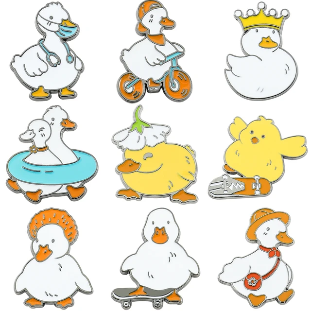 Funny Cartoon Goose Enamel Pins With Knife Badge Cute Duck Brooches for  Backpack