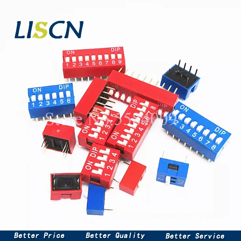 Slide Type Switch Module 1 ~ 12 Bit 2.54mm Position Way DIP Blue Pitch Toggle Switch Blue Snap For PCB 8PIN 6PIN 10PCS toggle switch