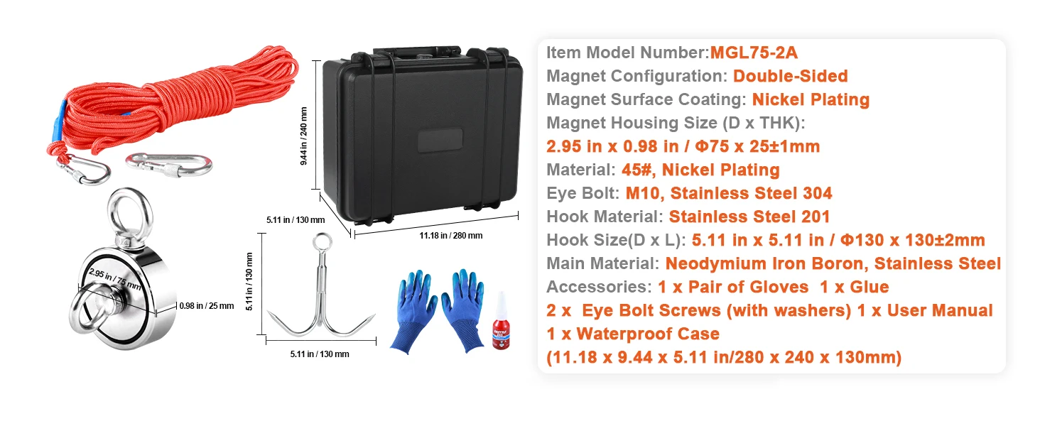 kompletní sada na magnetické rybaření